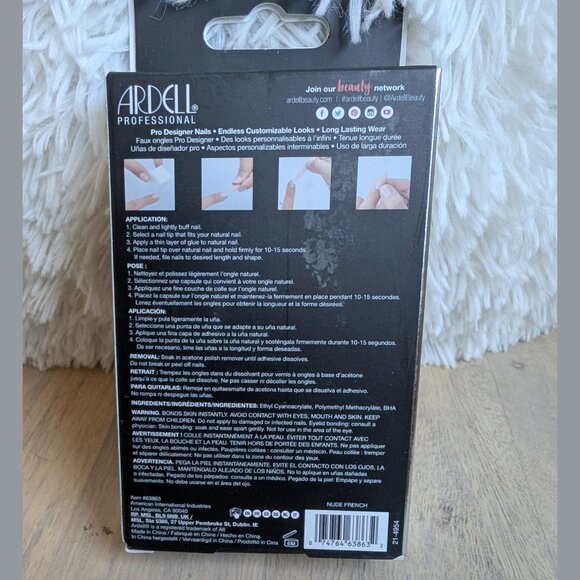 Ardell Nail Addict French Press-On Nails – Nude with White Tip (28 Nails) - Picture 3 of 4